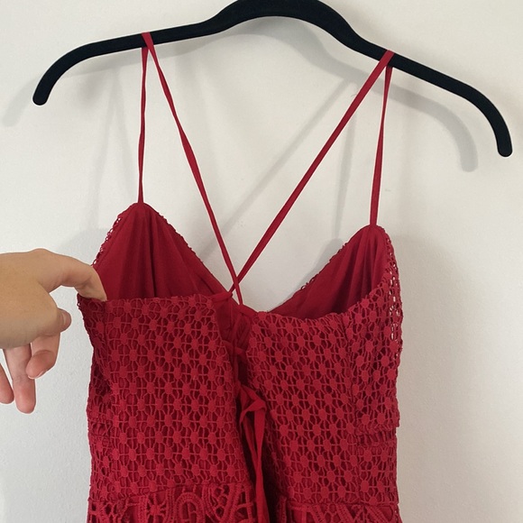 Lulu’s Real Life Dream Berry Red Lace Midi Dress - Picture 9 of 13